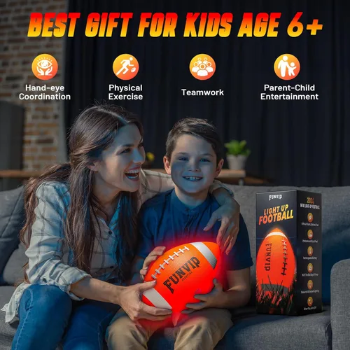 Miniatura 6 de Funvip Balón de fútbol, pelota recargable que brilla en la oscuridad para niños, tamaño 6, fútbol iluminado, ideas de regalo de Pascua, regalos