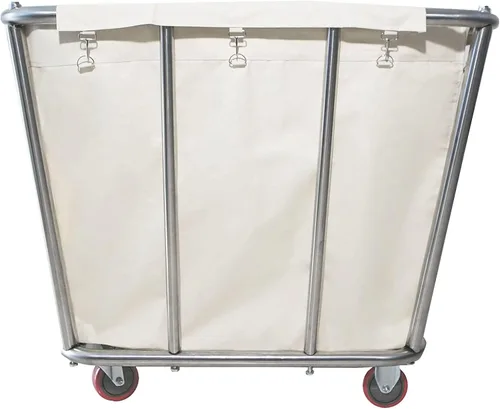 Miniatura 3 de Carrito de lavandería de 10 bushel con ruedas, resistente, industrial, para el hogar, color beige, grande, cesta de lavandería, cesta de servicio