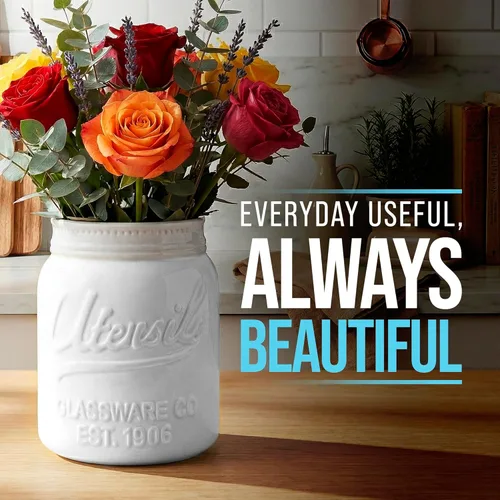 Miniatura 6 de Comfify Portautensilios de Tarro Mason de Boca Ancha Organizador Decorativo de Utensilios de Cocina Crock - Regalo Perfecto para Utensilios