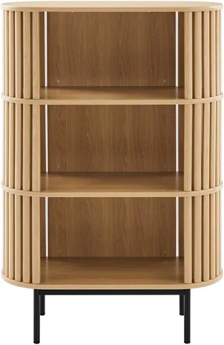 Miniatura 3 de Modway Fortitude - Estantería de tres niveles con almacenamiento abierto, color roble
