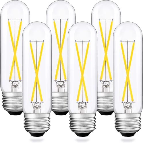 Miniatura 9 de Bombilla LED vintage T10, bombilla tubular regulable de 2 W, equivalente a bombilla incandescente de 25 W, blanco cálido de 2700 K, vidrio