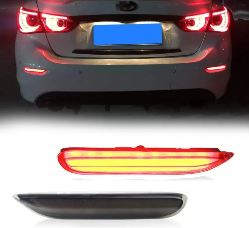 Reflector de parachoques trasero LED óptico 3D, luces traseras de freno con luces de señal de giro secuencial, kit de iluminación de freno Lente