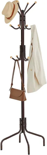 SONGMICS Perchero Independiente, Perchero de Metal con 12 Ganchos y 4 Patas, Soporte para Ropa, Sombreros y Bolsos, para Entrada, Sala de Estar,
