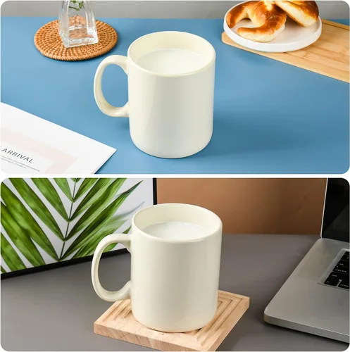 Miniatura 5 de Taza de café de cerámica extra grande de 29 onzas con asa para oficina y hogar (29 onzas, crema)