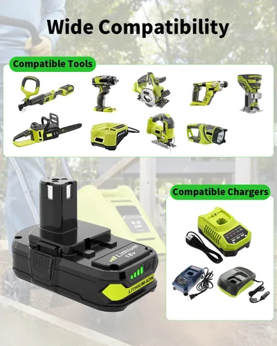 Miniatura 3 de Reemplazo de batería de 3.0Ah para batería Ryobi ONE+ de iones de litio de 18 V de 3.0 Ah, paquete de 2