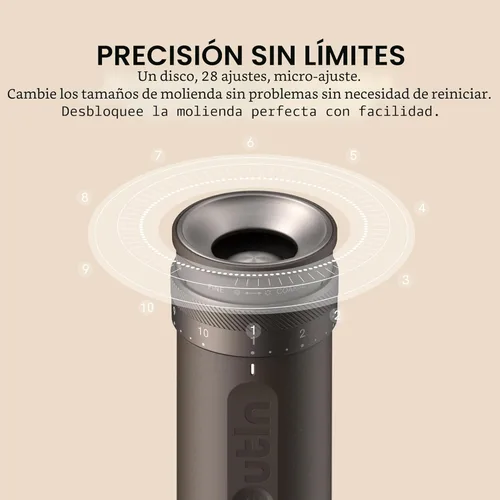Miniatura 3 de OutIn Fino - Molinillo de café eléctrico portátil, molinillo de granos de café ajustable con 28 ajustes de molienda precisos, molinillo de café