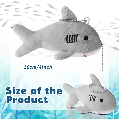 Miniatura 2 de Zubebe 24 llaveros de tiburón de felpa para fiestas, regalos de fiesta de animales pequeños a granel para niños, aula, escuela, baby shower, mar