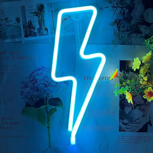 Miniatura 15 de Letreros de Neón Rayo Letrero de Luz de Neón para Decoración de Pared, Alimentado por Batería o USB Luz LED de Rayo Letrero de Neón para Dormitorio