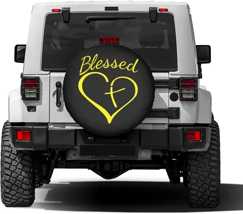 Miniatura 2 de Blessed Heart - Cubierta de neumático de repuesto cruzada a prueba de polvo, para remolques, vehículos recreativos, SUV y muchos vehículos, 17 Negro