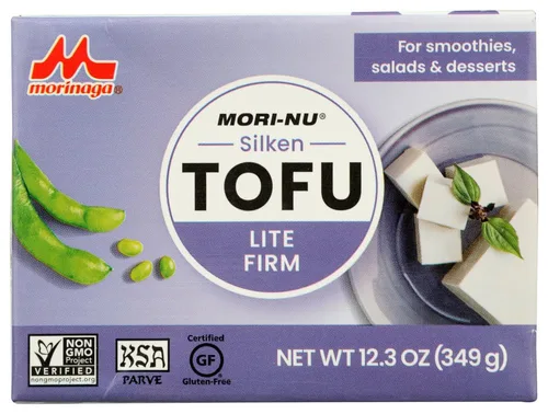 Mori-Nu Silken Tofu Lite Firm | Suave y cremoso | Bajo en grasa, sin gluten, sin lácteos, vegano, fabricado con soja sin OMG, KSA Kosher Parve |
