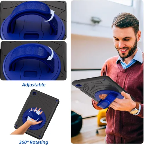 Miniatura 8 de Funda para Samsung Galaxy Tab A8 de 10.5 pulgadas 2022 con protector de pantalla giratorio 360º correa de mano y soporte, a prueba de caídas