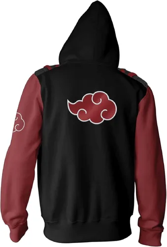 Miniatura 3 de Ripple Junction Naruto Shippuden Men's Authentic Full Zip Hooded Sweatshirt wChest Pockets Black Red Officially Licensed