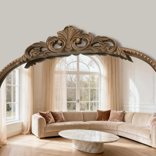 Miniatura 5 de Micasso Espejo Dorado de Cuerpo Entero: 56''x21'' Espejo de Piso Barroco Antiguo - Espejos Largos Vintage Ornamentados Tradicionales