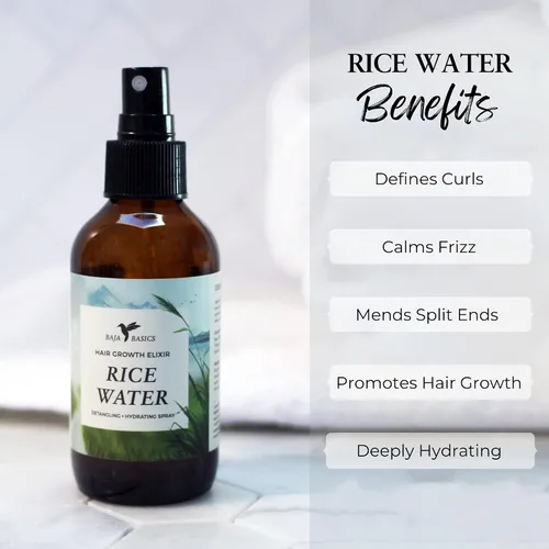 Miniatura 8 de Baja Basics, Agua de arroz para el crecimiento del cabello, grueso, fuerza, brillo, acondicionador sin enjuague para cuero cabelludo, hidratante