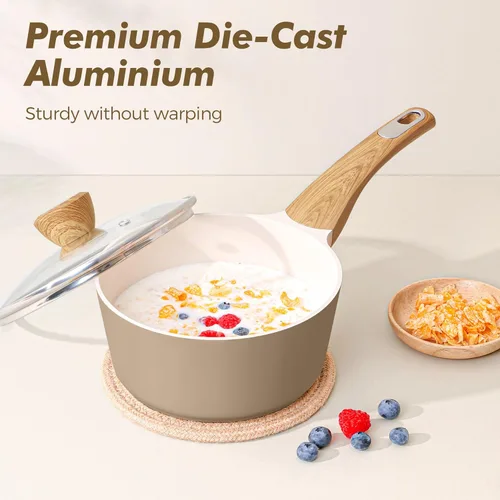 Miniatura 6 de SENSARTE Juego de utensilios de cocina de cerámica, juego de ollas y sartenes antiadherentes, 20 piezas de utensilios de cocina de inducción,