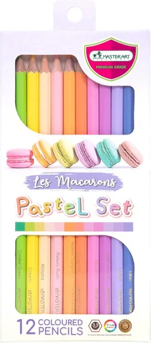 MASTERART Lápices de colores pastel, 12 colores para niños y adultos para colorear (LES MACARONS PASTELS)