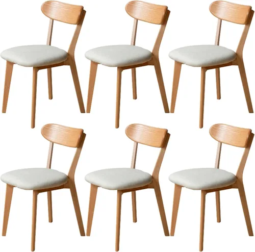 Miniatura 12 de Sillas de comedor 100% de madera de roble macizo, sillas de comedor modernas de mediados de siglo con cojín tapizado, sillas de cocina, comedor