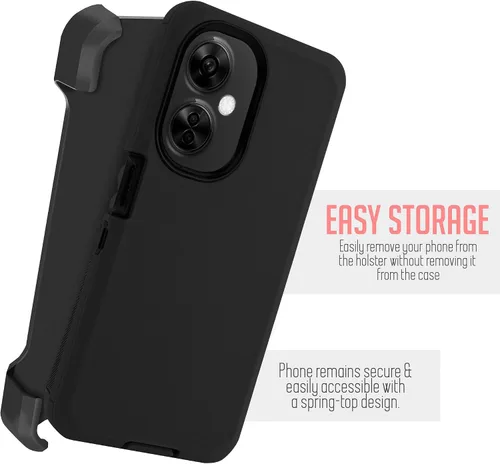 Miniatura 2 de Jackpotwireless - Funda para OnePlus Nord N30 5G, de cuerpo completo, resistente, de doble capa, a prueba de golpes, con soporte y protector de Negro