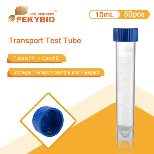 Miniatura 2 de PEKYBIO Tubos de ensayo graduados de plástico transparente, contenedor de almacenamiento de muestras estériles de 0.3 fl oz con tapón de rosca, tubo