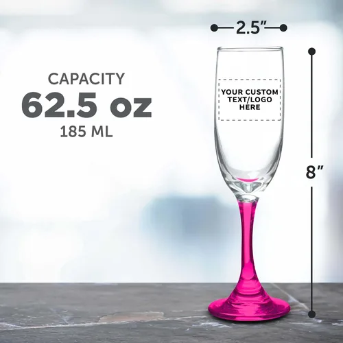 Miniatura 5 de DISCOUNT PROMOS Juego de 100 copas de champán personalizadas Premiere de 6.25 onzas, paquete a granel personalizado, elegante vaso para bodas