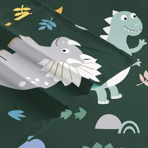 Miniatura 6 de Wake In Cloud - Sábanas de dinosaurio para niños, 100% algodón, juego de sábanas de 4 piezas para niños, ropa de cama estampada con patrón de hojas