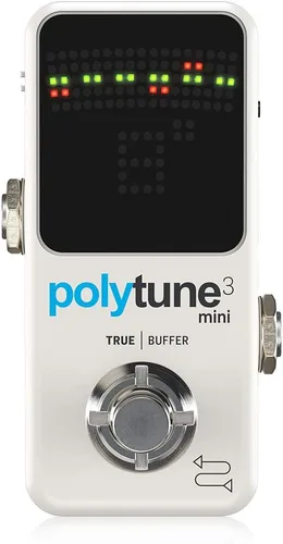 Miniatura 2 de TC Electronic POLYTUNE 3 Mini Mini Afinador polifónico con múltiples modos de sintonización y búfer BONAFIDE integrado, blanco y cable de conexión