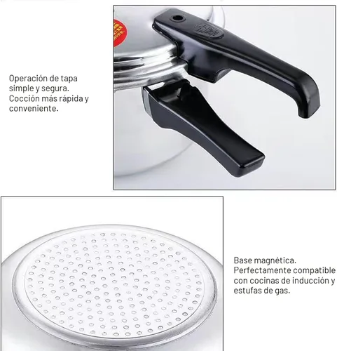 Miniatura 6 de Olla a presión pequeña, mini olla a presión de aleación de aluminio con fondo magnético, envasadora a presión compacta segura y duradera compatible
