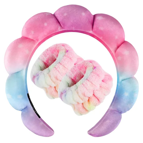 Miniatura 37 de Zkptops Diadema de Spa para Lavar la Cara Muñequera Esponja Maquillaje Cuidado de la Piel Diadema de Tela de Rizo Burbuja Suave Prepárate Diadema