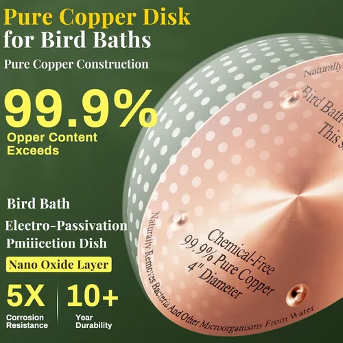 Miniatura 3 de MorningRo 4 discos de cobre para baño de pájaros de 4 pulgadas, 0.024 in de grosor, reforzado con 99.99% de cobre puro, disco de purificación