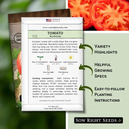 Miniatura 2 de Sow Right Seeds - Semillas de tomate Beefsteak para plantar - Paquete de reliquia sin OMG con instrucciones para plantar un jardín de vegetales