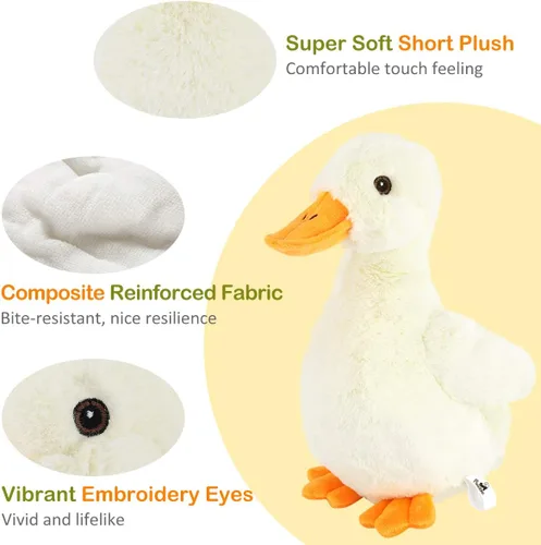 Miniatura 4 de Pawaboo Juguete de pato de felpa chirriante para perros, grande de 12 pulgadas, súper suave, juguetes para mascotas con forma de pato, sonajero