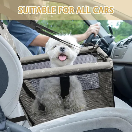 Miniatura 6 de Asiento de Coche para Perro Plegable Asiento Elevador de Coche para Perro Impermeable Transpirable Bolsa de Viaje Oxford para Perros Pequeños a gris