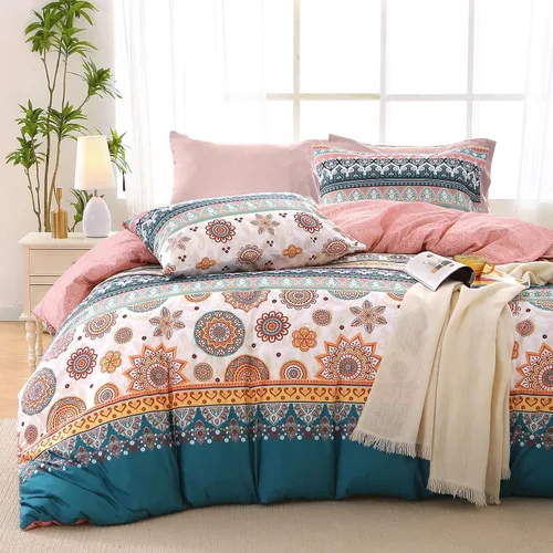 Miniatura 20 de MUXHOMO Juego de edredón tamaño individual XL, elegante juego de cama con estampado floral en una bolsa, 5 piezas, ultra suave y transpirable