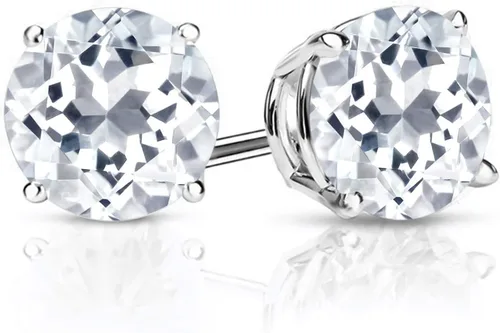 Miniatura 56 de Gem Stone King Aretes de plata de ley 925 con piedra natal redonda de 0.276 in para mujer