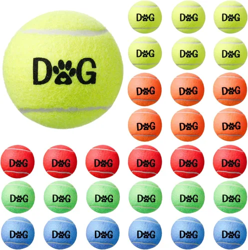 Yunsailing 30 pelotas de tenis pequeñas para perros de 2.5 pulgadas, bolas coloridas para perros, juguetes a granel fáciles de atrapar para
