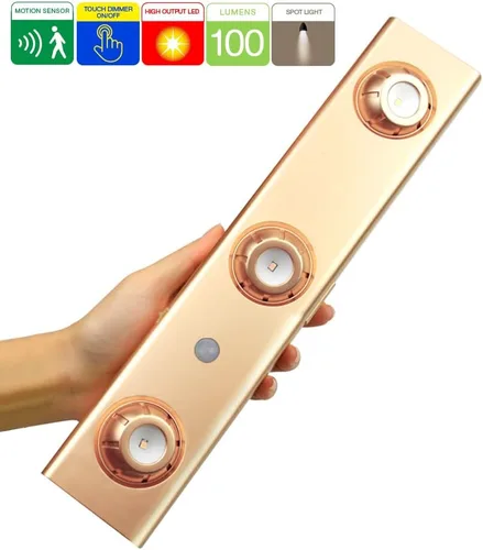 Miniatura 2 de LUXSWAY Luz LED con sensor de movimiento, luces debajo del gabinete, funciona con pilas, luz de toque manual de encendido/apagado con cabezales