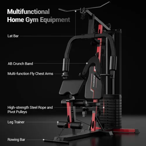Miniatura 7 de Sistema de gimnasio en casa con pila de peso de 160 libras, estación de entrenamiento multifuncional todo en uno, sistema de entrenamiento de fuerza