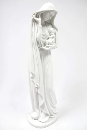 Miniatura 2 de Estatua blanca de la Virgen María con el bebé Jesús niño de 18 pulgadas, estatua blanca hecha en Italia
