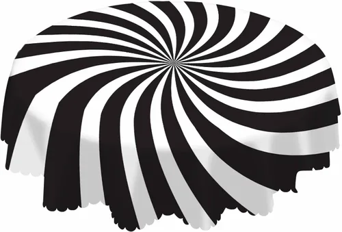 AOYEGO Mantel redondo de 60 pulgadas en negro y blanco con divertidas rayas en espiral, mantel moderno de poliéster para decoración del hogar,