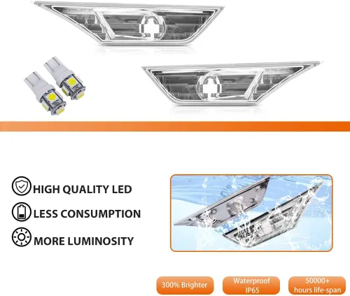 Miniatura 2 de Juego de luces indicadoras de giro de lentes transparentes blancas LED completas ADIIL para parachoques delanteros Compatible con Honda Civic 10ª
