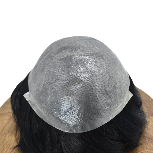 Miniatura 5 de Extensiones de pelo humano Remy para hombre, piel fina, 0.002 in, sistema de reemplazo de cabello en V para hombres, línea de cabello invisible