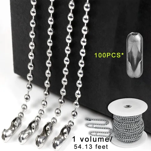 Miniatura 7 de YZDTECH Cadena de bolas de 55 pies, cadena de etiqueta de perro de 5.0 mm de acero inoxidable con 100 cierres para joyería, manualidades DIY, collar