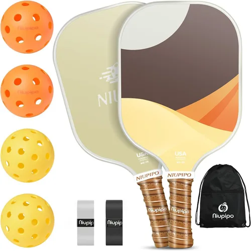 Miniatura 19 de niupipo Pickleball Paddles Set of 2 or 4, USAPA Approved Fiberglass Pickleball Paddle Set with Balls and Bag, Polypropylene Honeycomb Core