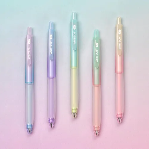 WRITECH Bolígrafos de gel retráctiles: punta fina de 0.7 mm, tinta negra, color gradiente estético, cañón de agarre suave, punta mediana, juego de 5