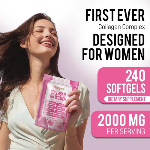 Miniatura 2 de MERRY VITA Colágeno para Mujeres – Péptidos de Multi Colágeno Hidrolizados Tipos I, II, III, V y X – Suplemento de Colágeno con Vitamina C, Biotina