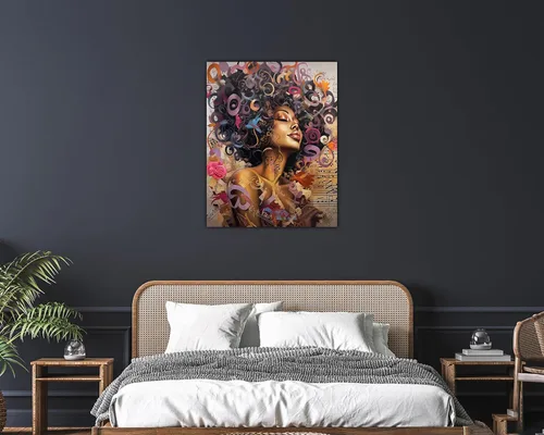 Miniatura 262 de Arte de pared afroamericano, decoración de rey y reina bailarín negro para sala de estar, arte de pareja de amor negro para dormitorio, lienzo
