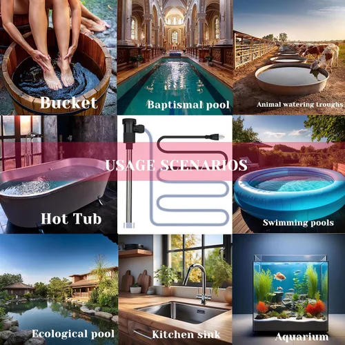 Miniatura 7 de Calentador de agua de inmersión de 2000 W para bañera de hidromasaje y piscina, calentador sumergible eléctrico portátil con control de temperatura