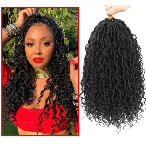 Miniatura 25 de 6 paquetes de cabello sintético rizado de Locs Crochet de 22 pulgadas, cabello de ganchillo estilo diosa, trenzas hippie sintéticas, extensiones