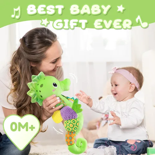 Miniatura 5 de Awotoy Juguetes para bebés de 0 a 12 meses, juguetes musicales de peluche suaves con arrugado multisensorial, sonajero y texturas, juguetes
