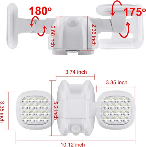 Miniatura 6 de HONWELL Luz con sensor de movimiento para exteriores, funciona con pilas, luz de inundación de seguridad exterior, inalámbrica, IP65, impermeable